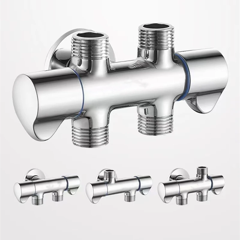 G1/2 Valvola A Triangolo A Tre Vie Uno In Due Out Doppia Valvola Ad Angolo Dell'Acqua Lavatrice Valvola Di Arresto Della Toilette Rubinetto Multifunzi