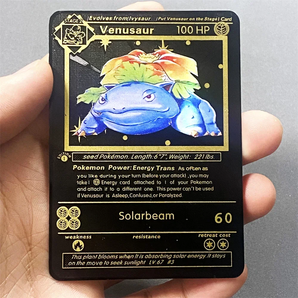 thumbnail image 1 of New 2024 Metal Card English Anime Charizard Arceus Mewtwo Blastoise Vmax GX V Letters Game Collection Cards Kid Toy Gift, 1 of 5