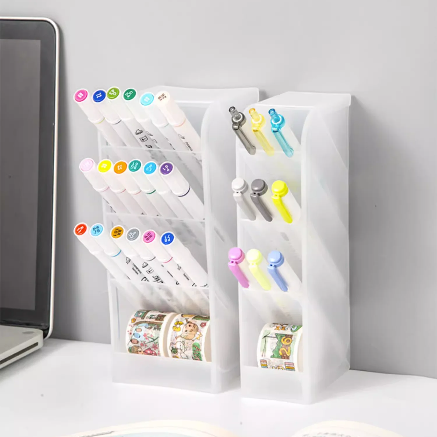 Desktop Organizer Pen Pencil Makeup Brush Storage Box 4 Grid