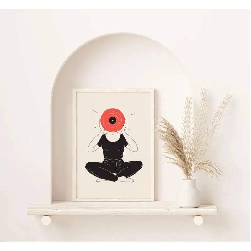 Vintage Vinyl Record Canvas Art - Minimalist Turntable Wall Decor