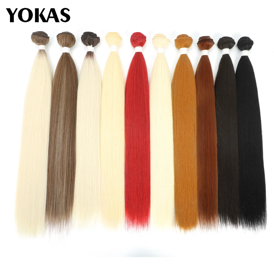 40 pollici capelli lunghi tessitura bionda sintetica dritta Ombre bionda rossa marrone estensioni dei capelli in fibra ad alta temperatura per le donne - immagine 3