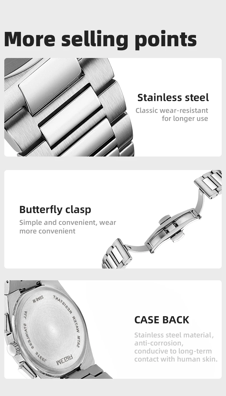 Herren Business Uhr Analog Quarz Armbanduhr Leuchtend 5ATM Wasserdicht Stahl Großes Zifferblatt_voghion.com