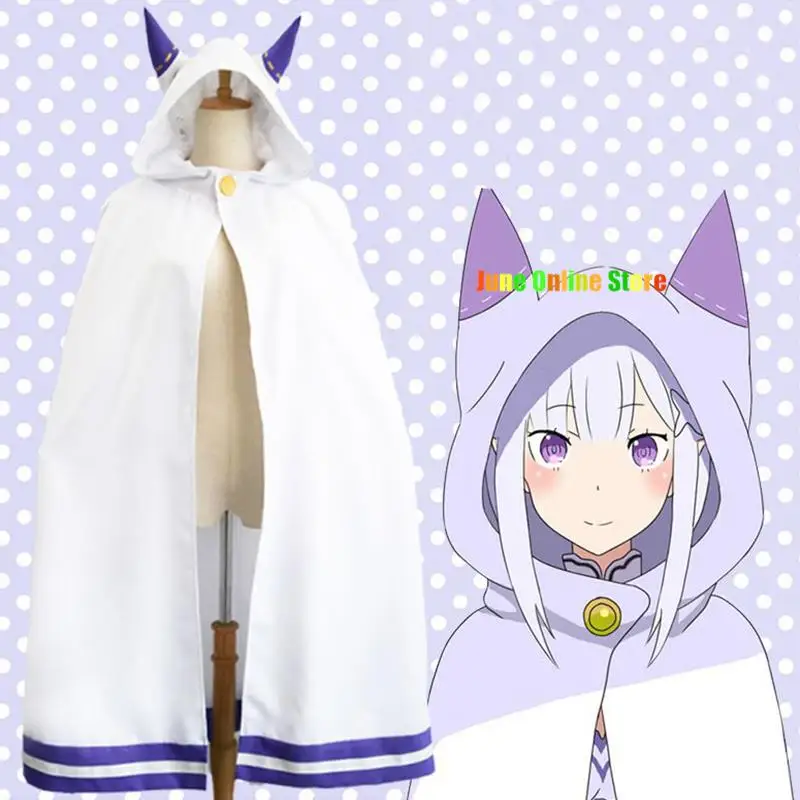 

Re:Life In A другой мир от нуля аниме накидка Эмилии милые кроличьи ушки реальный костюм