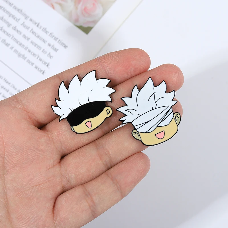 Enamel Pin Kawaii Anime Role Eye Mask Cute Manga Brooches Badge Jujutsu Kaisen Anime Accessories For Backpack Gojo Satoru Cats