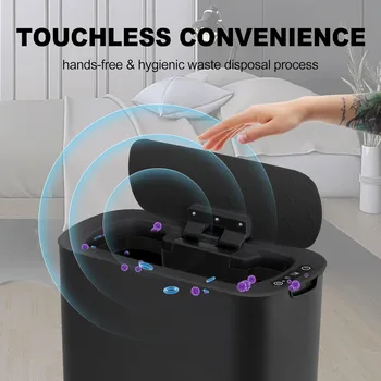 5 Gallon Automatic Bathroom Trash Can, Touchless Motion Sensor Garbage Can with Lid, Smart Plastic Slim Wastebasket for Bathroom 4
