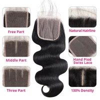 Closure frontale en dentelle transparente HD 4x4, Cheveux humains Remy, Lisses, Ondulés, Bouclés profonds, Frisés, Raie libre, Pré-épilée, Naturelle 4