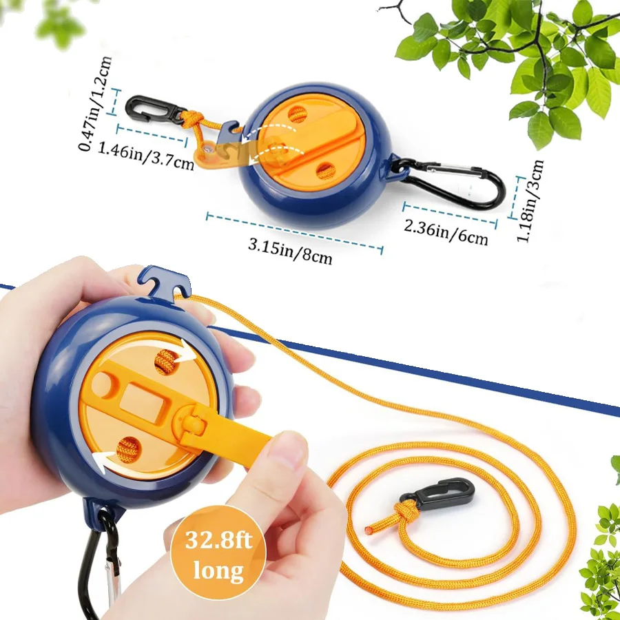 Portable Travel Clothesline 32.8ft Retractable Clothesline Camping Clothes Line Clothes Lines for Hanging Outside camping clothesline rope
