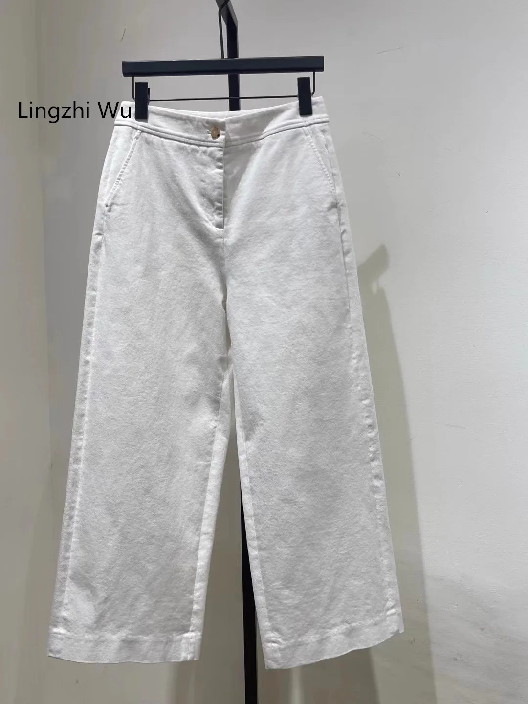 

Lingzhi Wu White Denim Pants Brief Fashion 320g Stretch White Jeans New Arrival