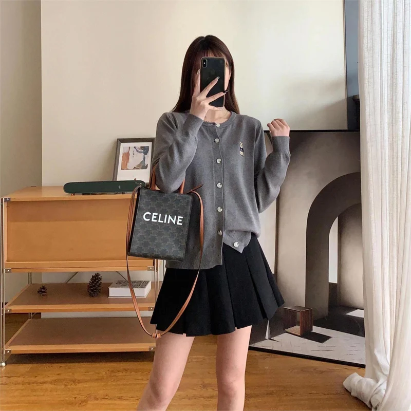 여성용 캐시미어 카디건, O-넥 리틀 베어 카디건, 2023 캐시미어 스웨터, 가을, 겨울, 신상