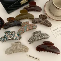 French Floral Hair Claw Temperament Caramel Shark Hair Clip Claw Large Polka Dot Grab Hair Accessories Women