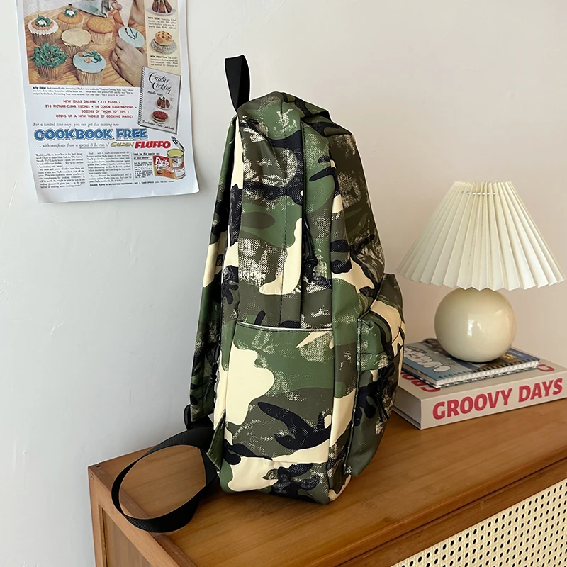 Camouflage Backpacks For Women Large Capacity Waterproof Nylon School Bags Unisex Graffiti Leisure Or Travel Bags Green Satchels