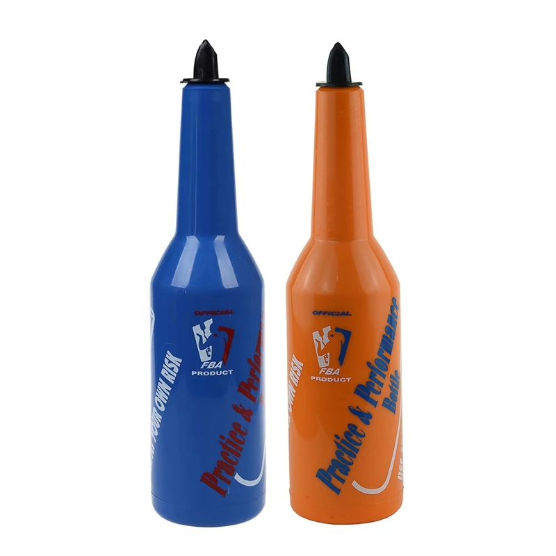 

2Pcs Flair Bartender Bartending Practice Bar Pub Bottle Wine Cocktail Shaker - Blue & Orange