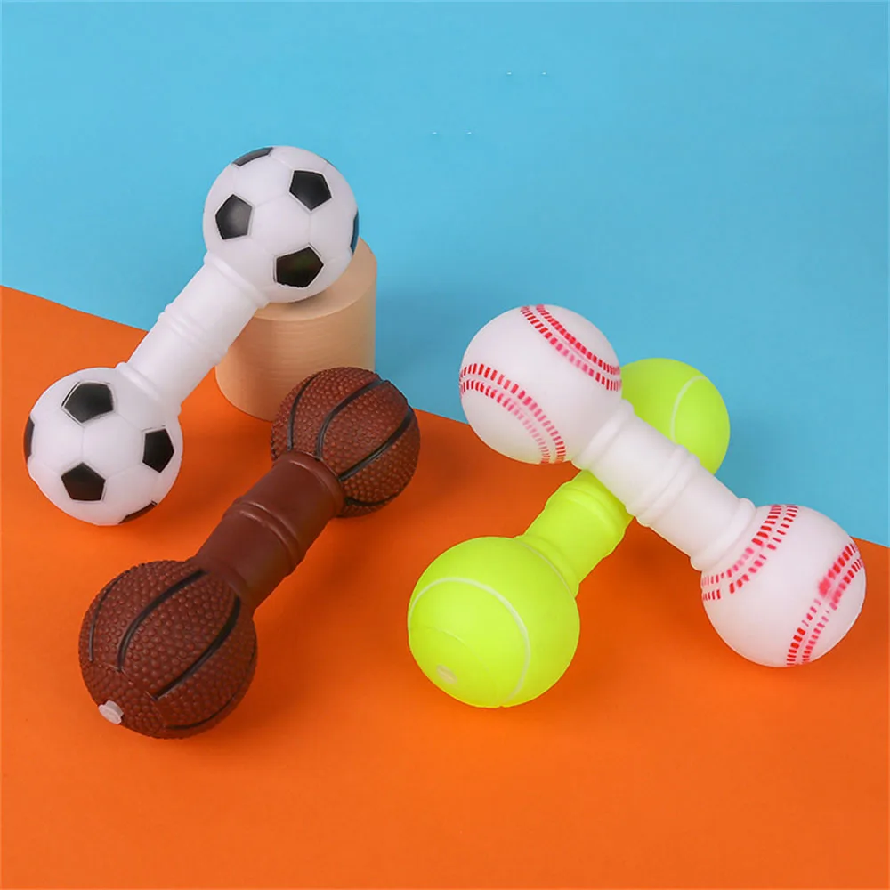 

Pet Dog Chew Toy Funny Sounding Vinyl Dumbbell Puppy Cat Molar Biting Squeaky Toys Outdoor Dog Interactive Play Fetching Ball