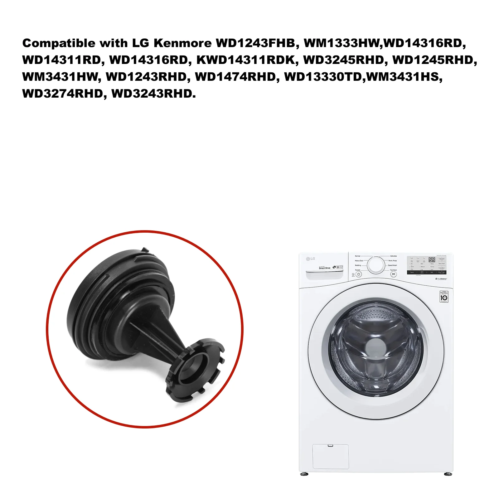 Washer Dryer Pump Filter Assembly 383EER2001B Compatible LG Kenmore WD1243FHB WM1333HW WD14316RD WD14311RD WD14316RD KWD14311RDK