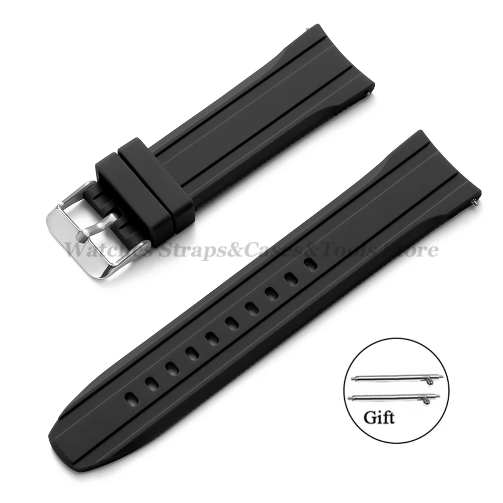 Premium Silicone Watch Band - Soft Rubber Strap with Curved Ends, Waterproof and Versatile