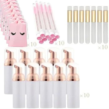 40PCS Suit 60ML Empty Bottle Eyelash Shampoo Care Makeup Tool Travel Foam Dispenser Bottle Plastic Cleanser Soap Care