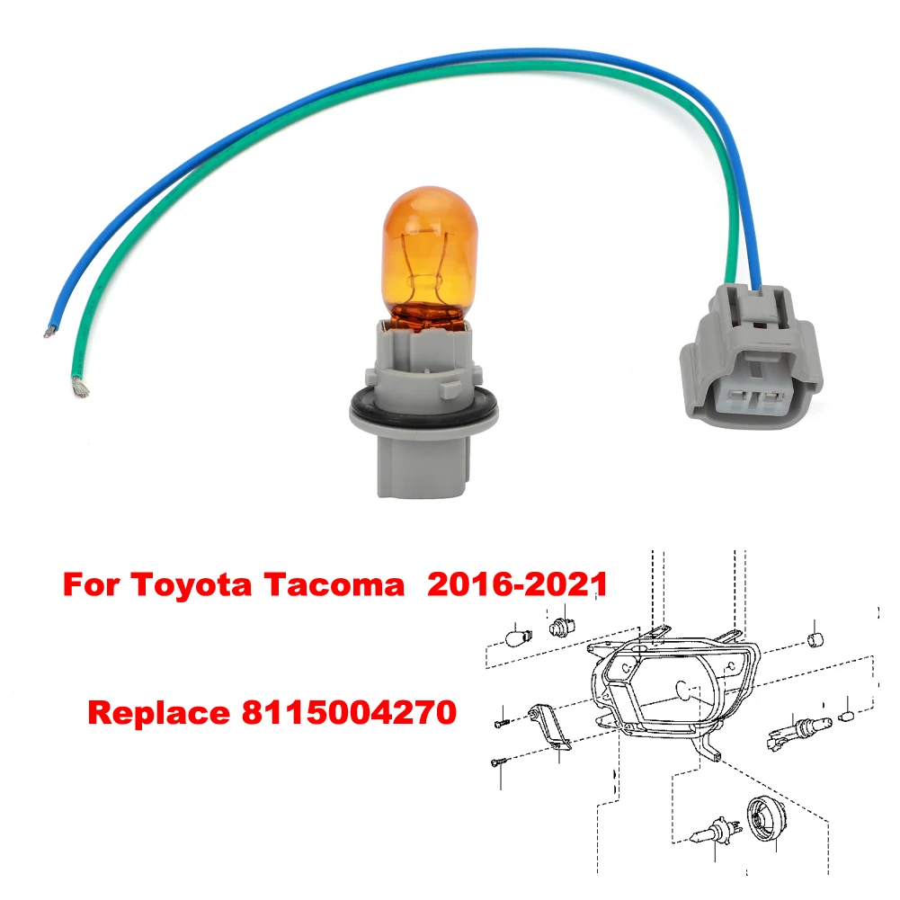 

2016-2021 для Toyota Tacoma автомобильный сигнал поворота со светодиодный Ной подсветкой DRL Разъем Pigtail Замена 8115004270 90075-60028