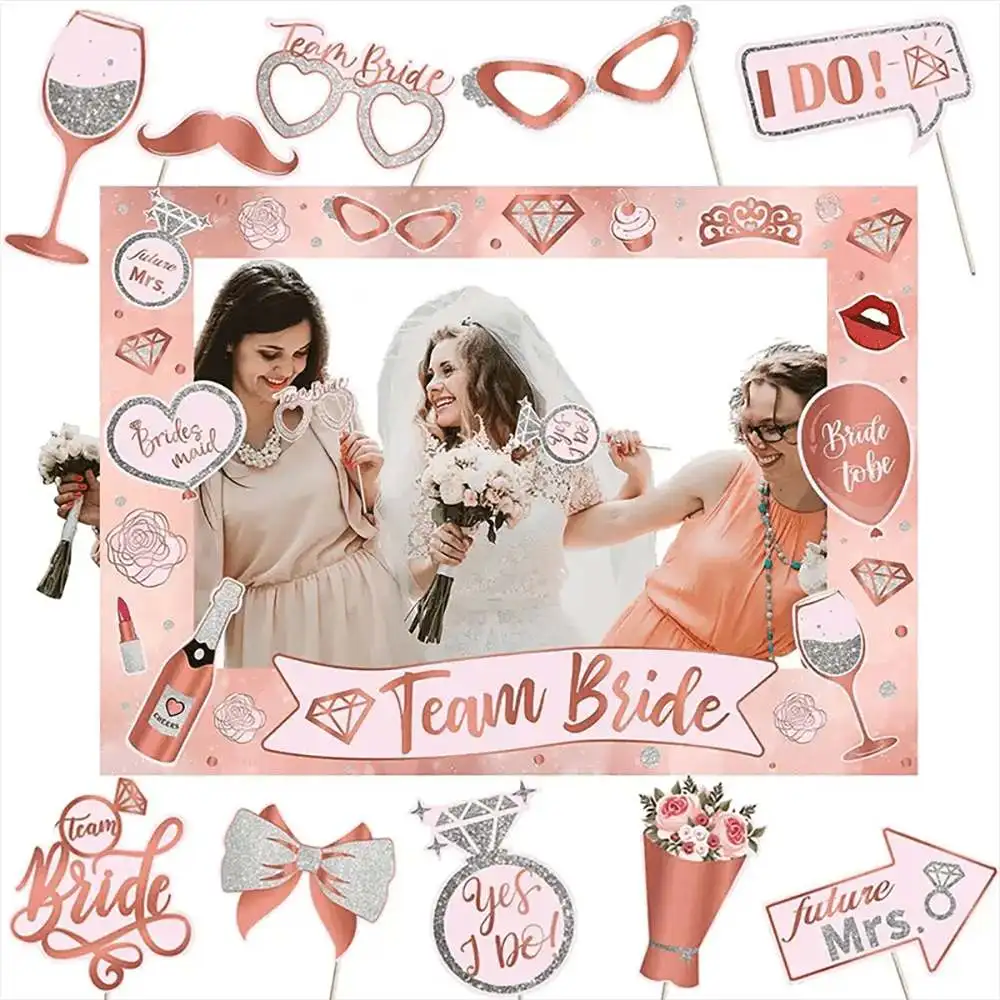 1 Pack, Bride Handheld Paper Photo Frame Photo Props Rose Gold ...