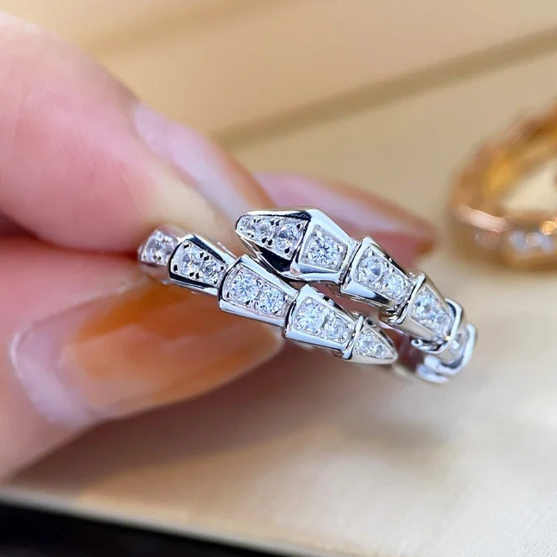Fashion Gold Color Snake Ring Women Girl Adjustable Exquisite Shiny Cubic Zirconia Opening Adjustable Ring Hand Jewelry Gift gold color rings,gold color ring,finger ring,opening ring,adjustable rings,animal ring,jewelry accessories