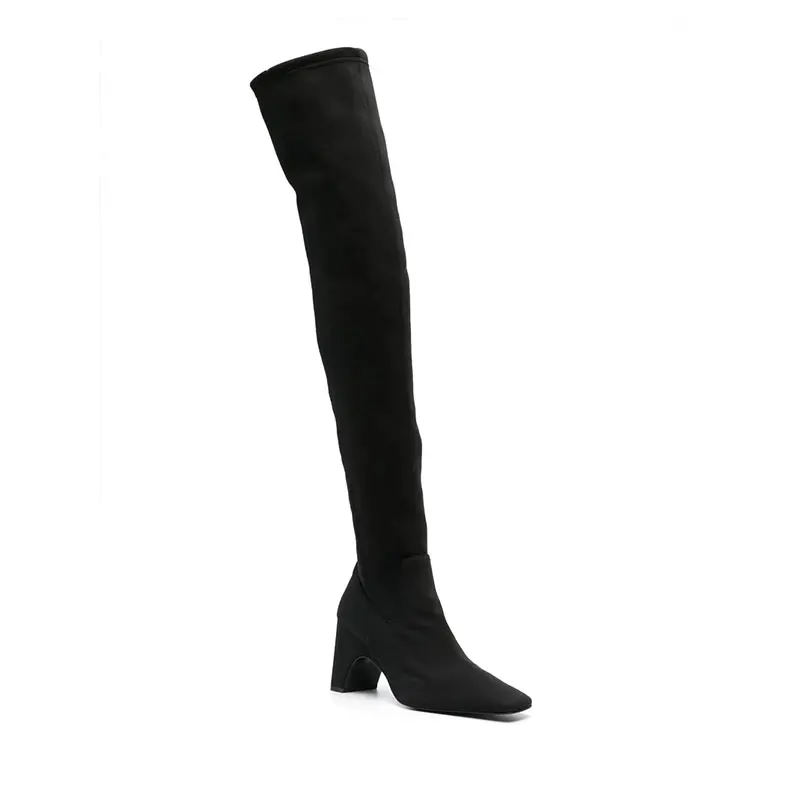 

2023 European and American New Fashion Thigh Boots Pointed Thick High Heels Lacquer Suede Over Knee Women's Boots Winter