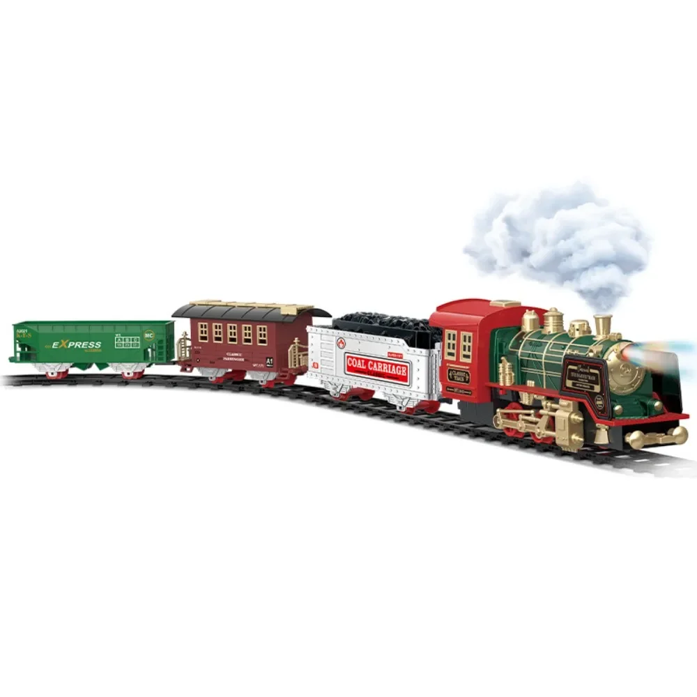 Simulazione di fumo elettrico classico treno a vapore pista treni giocattolo modello bambini camion per ragazzi ferrovia ferroviaria  26