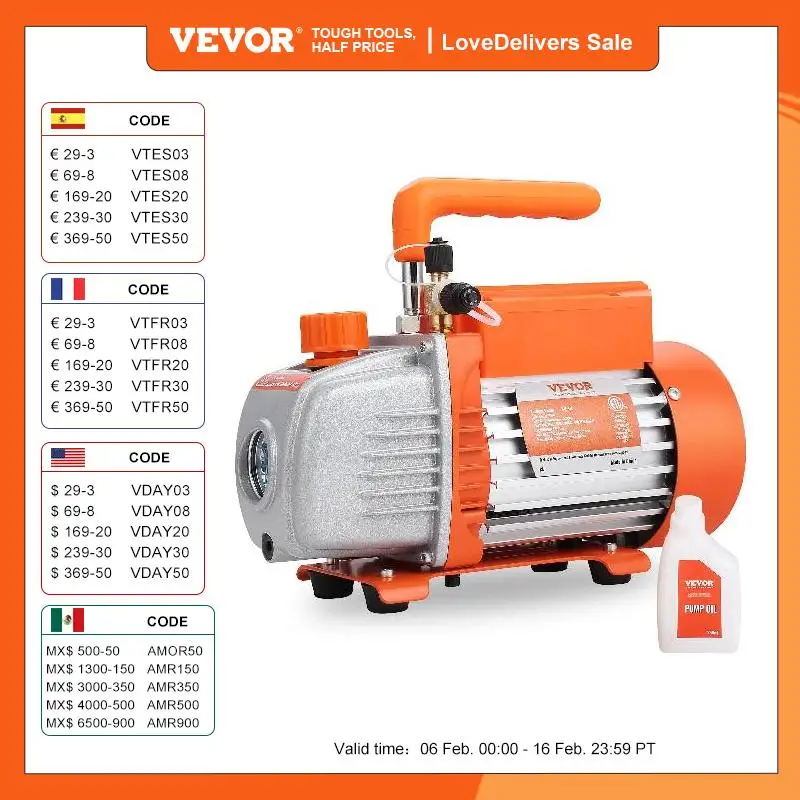 Vevor 1 & 2 Stage Pompa Per Vuoto 3.5/5/7Cfm Ac120V Condizionatore D'Aria Pompa Per Vuoto Per Hvac Riparazione Refrigerazione Manutenzione