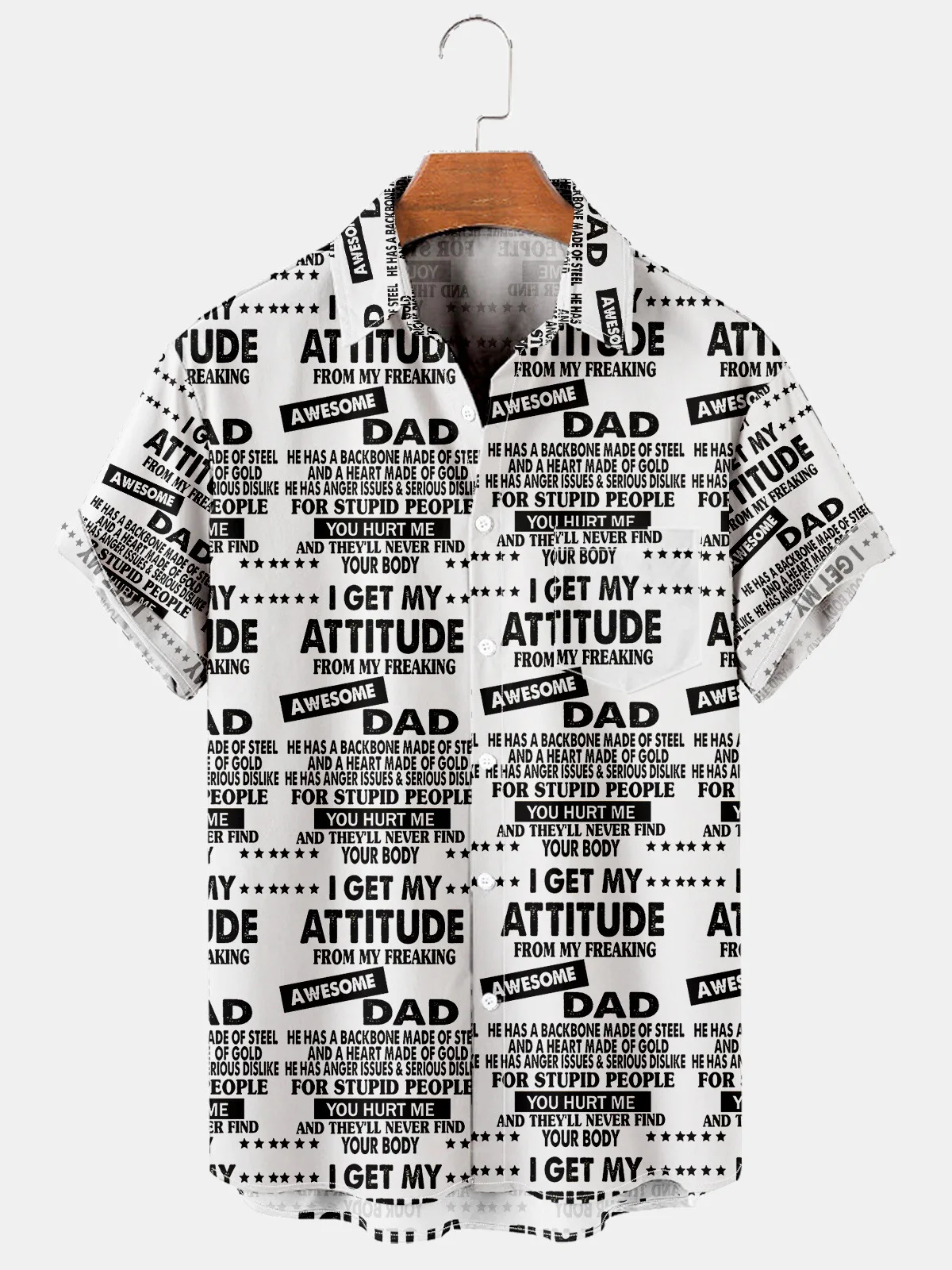 2022 Creative Black And White Letter Shirt 3D Printing Hawaiian Beach Single Button Cuban Collar Trend Cool Short For Men |
