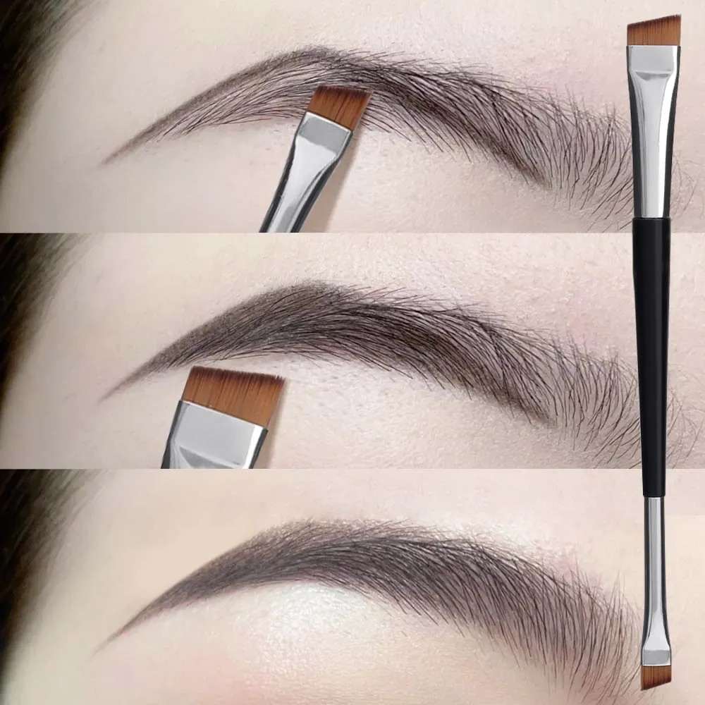 Professional Eyebrow Brush Eyeliner Angled Flat Head Blade Eye Liner Brow Contour Makeup Brushes Double-head Make Up Tools 15pcs 3