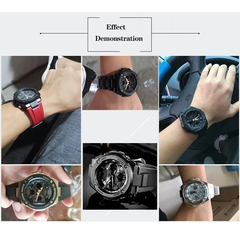 Sporty Silicone Rubber Watchband Strap in Black