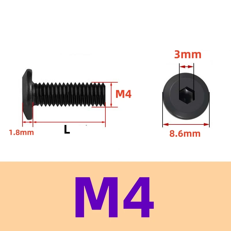 SS A2 Black M4M5M6 Allen Head Screws 304 Stainless Steel Hex Socket Flat Head Bolts for Furniture Woodworking DIY Windows Doors