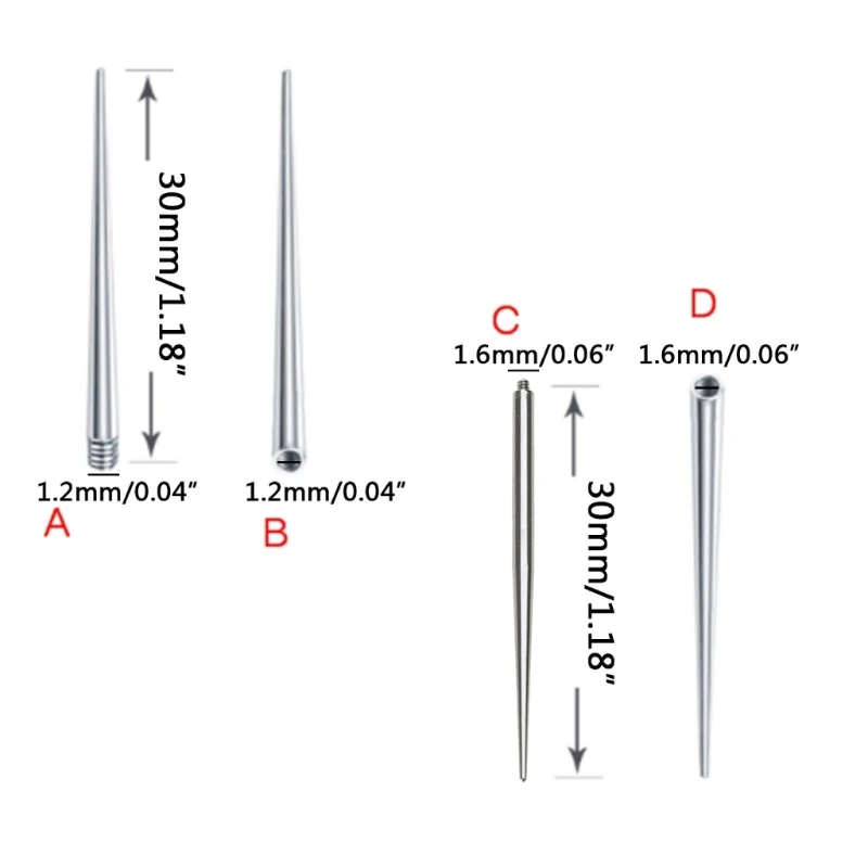 Stainless Steel Perforation Auxiliary Guide Rod Internal and External Thread Rod Puncture Tattoo Belly Button Nail Rod