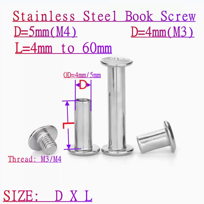 Tornillos Chicago De Acero Inoxidable A2 - Para Cinturones, Encuadernación, Tallas M3 A M6, Goobetter