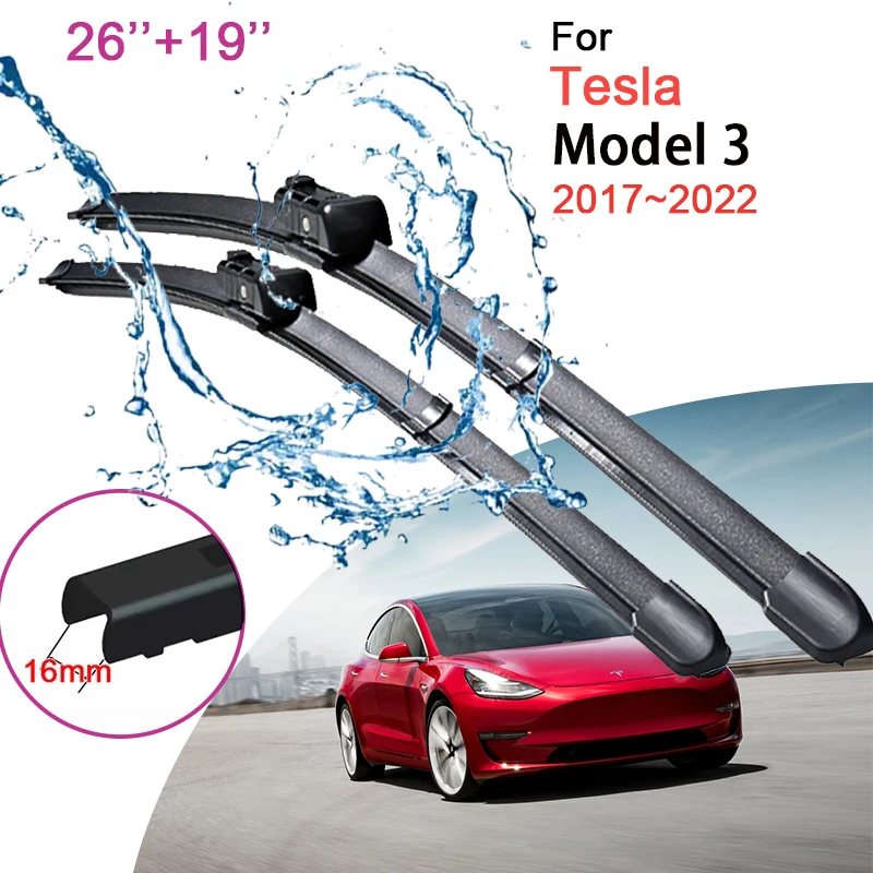 Auto Frontscheibe Fenster Wischer Klingen für Tesla Modell 3 2017 ~ 2022  2019 2020 2021 Rahmenlose Gummi Schnee Schaben zubehör - AliExpress