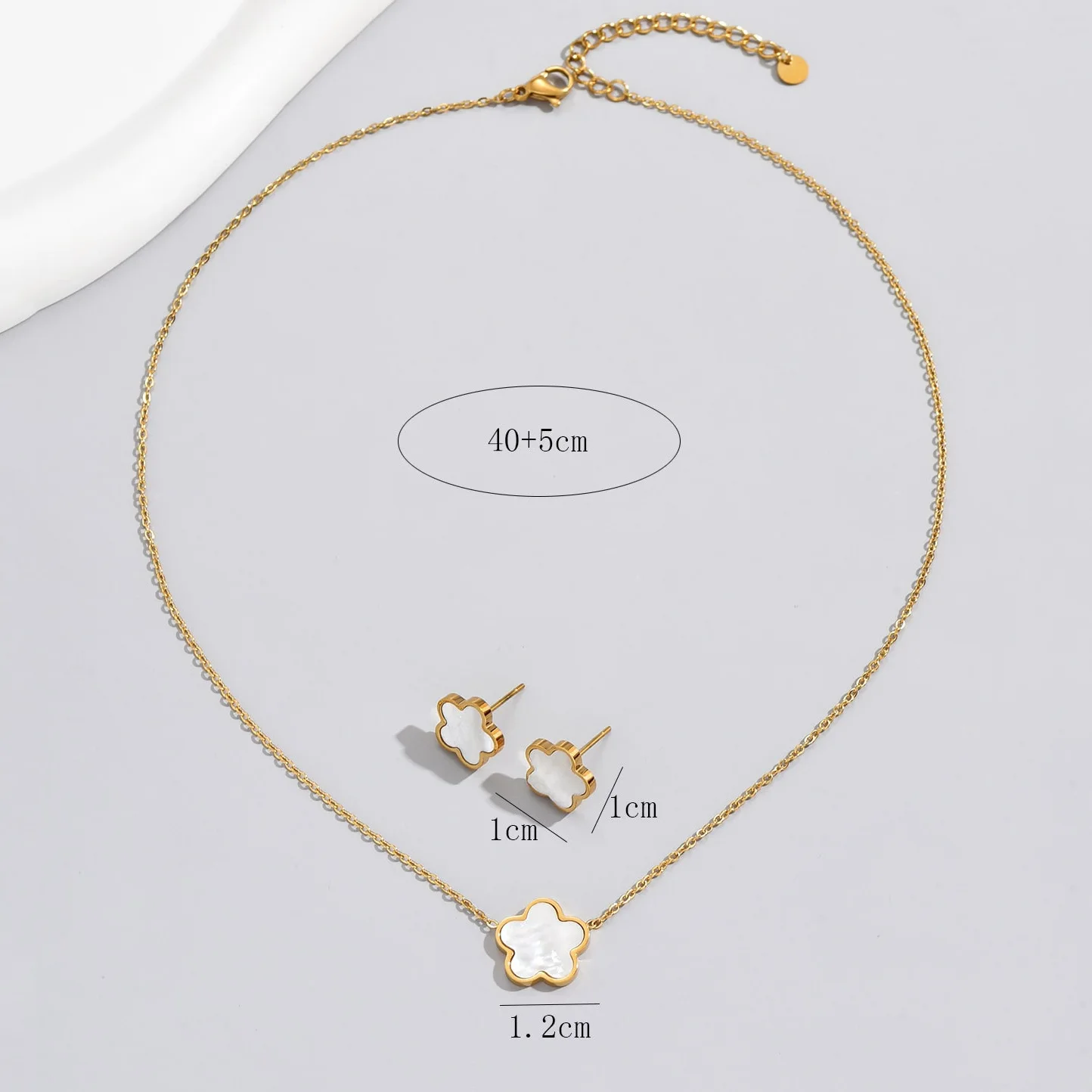 Jewelry sets Luxury Shell Flower Stud Earrings Necklace Set for Women Black White Color Stainless Steel Personality Jewelry Sets