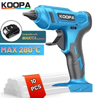 Koopa Fast Preheating Cordless Rechargeable Hot Glue Gun with 10Pcs Premium Glue Stick for 18V Makita Battery, for Art, Wood 1