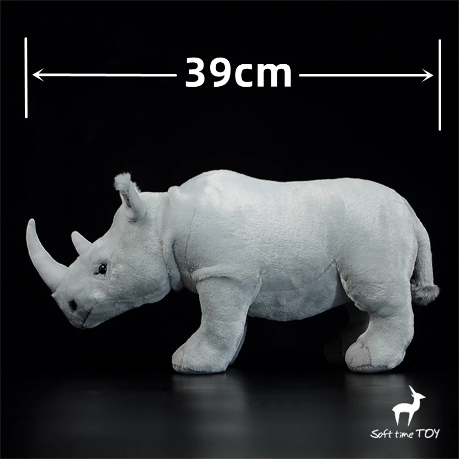White Rhinoceros High Fidelity Anime Cute Plushie Rhino Plush Toys Lifelike Animals Simulation Stuffed Doll Kawai Toy Gifts Kids 2