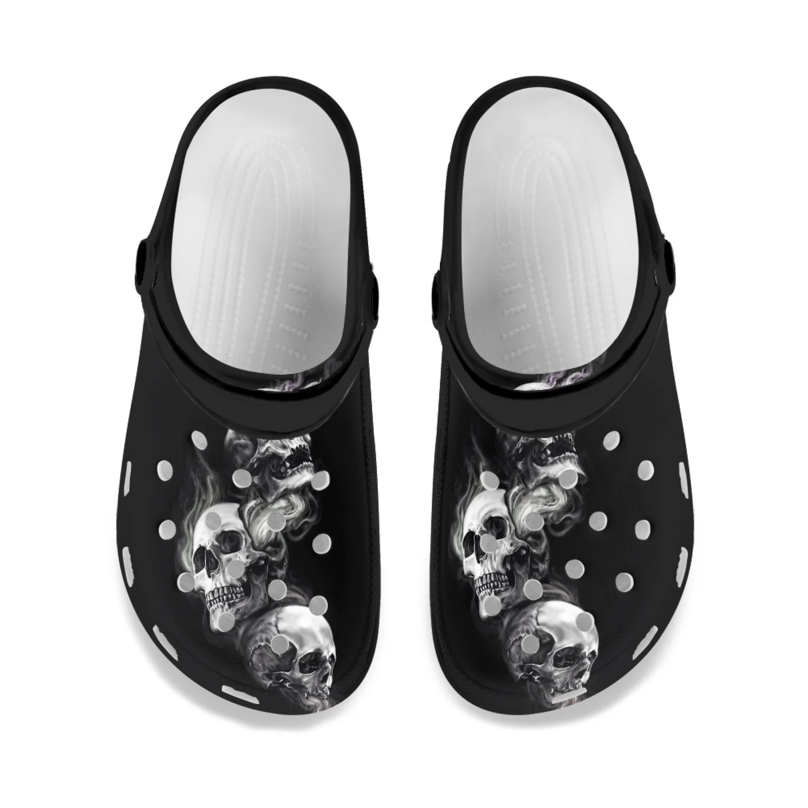 INSTANTARTS Gothic Skeleton Skull Sandals Unisex Clogs Lightweight Beach Slippers for Women Men Comfortable EVA Garden Shoes