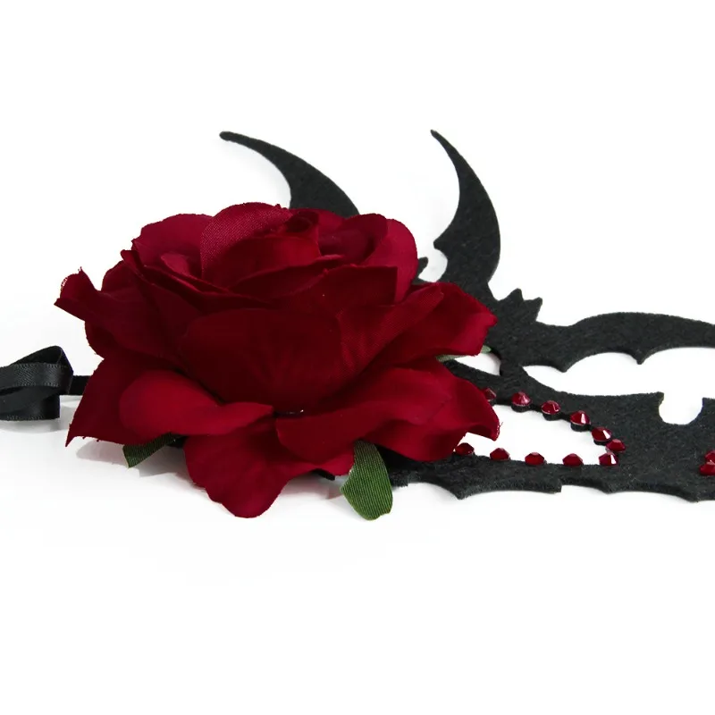 Ladies Halloween Bat Mask Rose Decoration Mask Holiday Party Performance Mask Personality Trend Fashion Mask Carnival Mask