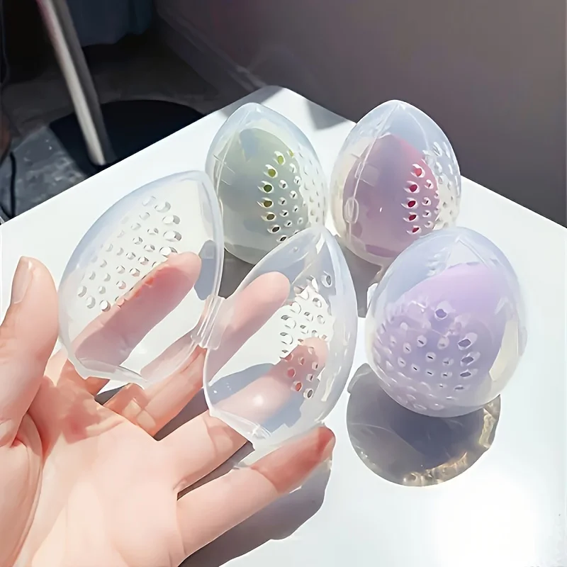 1pc Protective Makeup Sponge Travel Case - Breathable Beauty Blender Holder Clear Storage Box - Travel Accessories 3