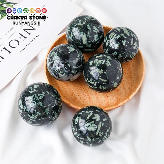 Természetes Krizantém Kő Kristálygömb Mágikus Ásványi Anyagok Drágakő Labdásfotózás Kellékek Fengshui Díszek