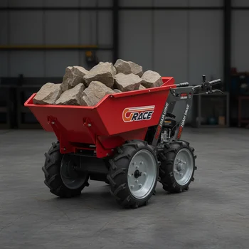 Dumper Idraulico Autopropulso da 1-2 Tonnellate per Tutti i Terreni, Mini Camion Ribaltabile a Ruote, Strumento di Trasporto per Cantieri Edili