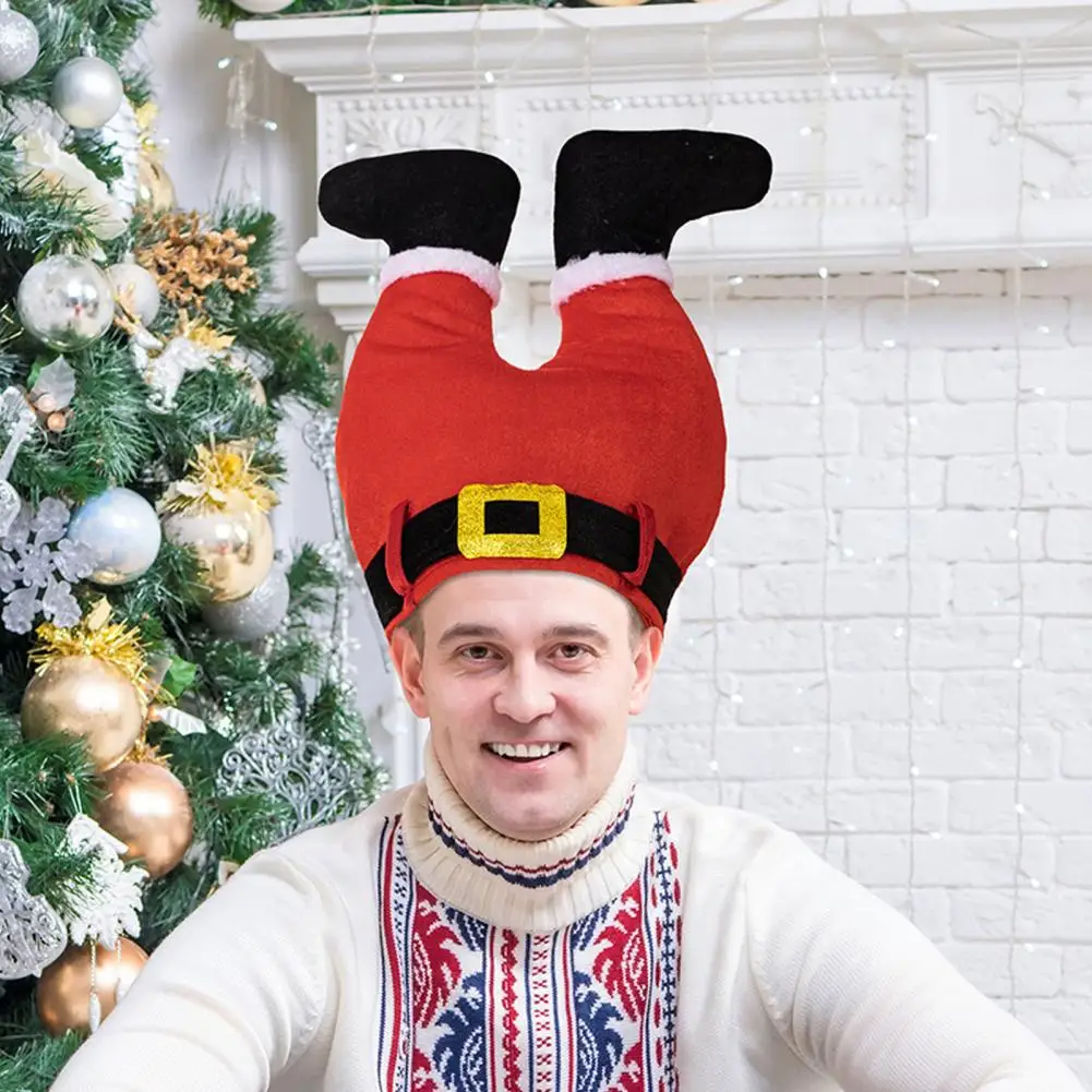 

Holiday Elf Pant Hat Funny Christmas Party Hat Elf Pants Santa Hat with Belt Festive Costume Accessories for Winter Celebrations
