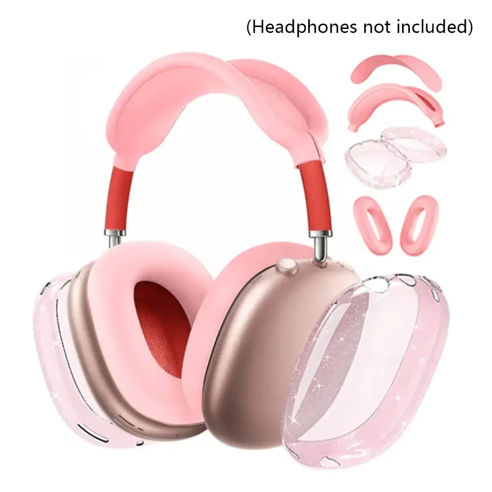 2024 Glitter Aesthetic Transparent Anti-Fall Dust-Proof Headphone Cover