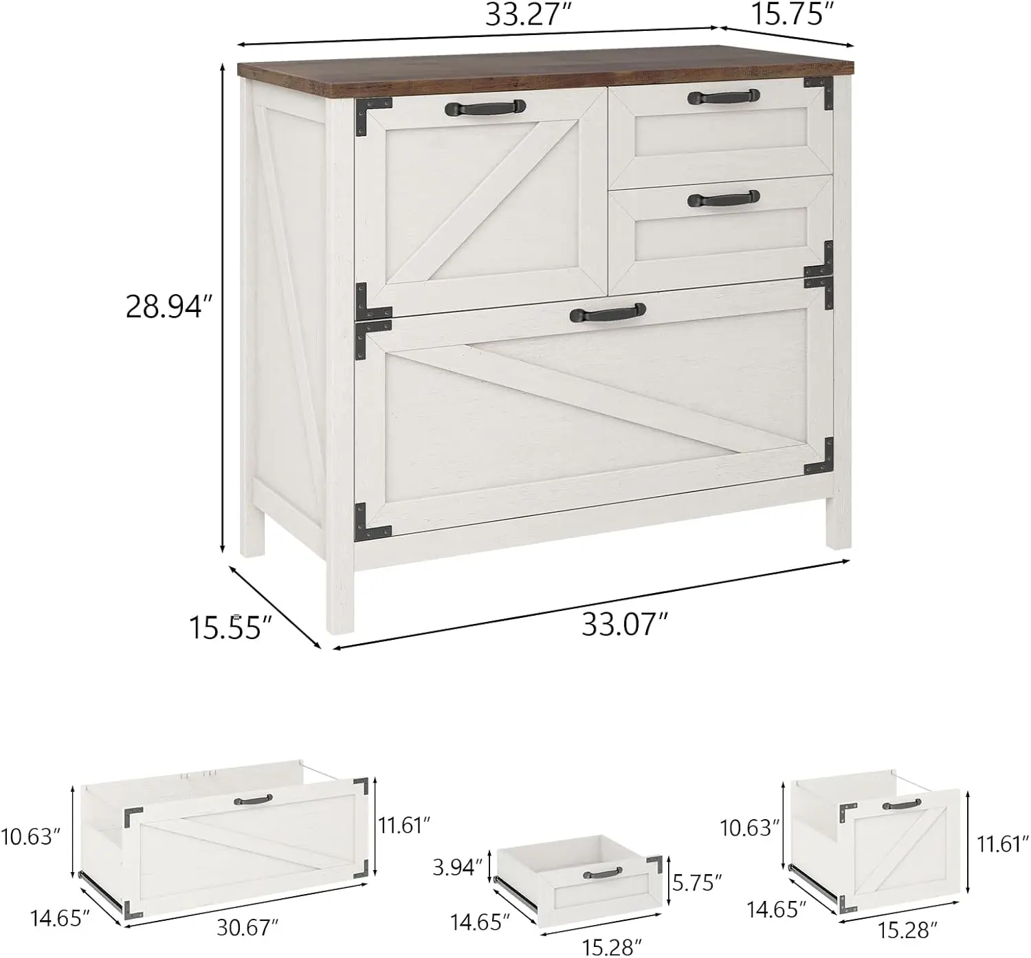 File Cabinet with 4 Drawers Farmhouse File Cabinet for Letter/Legal/A4 Size Hanging Files, Large Wood File Storage Cabinets