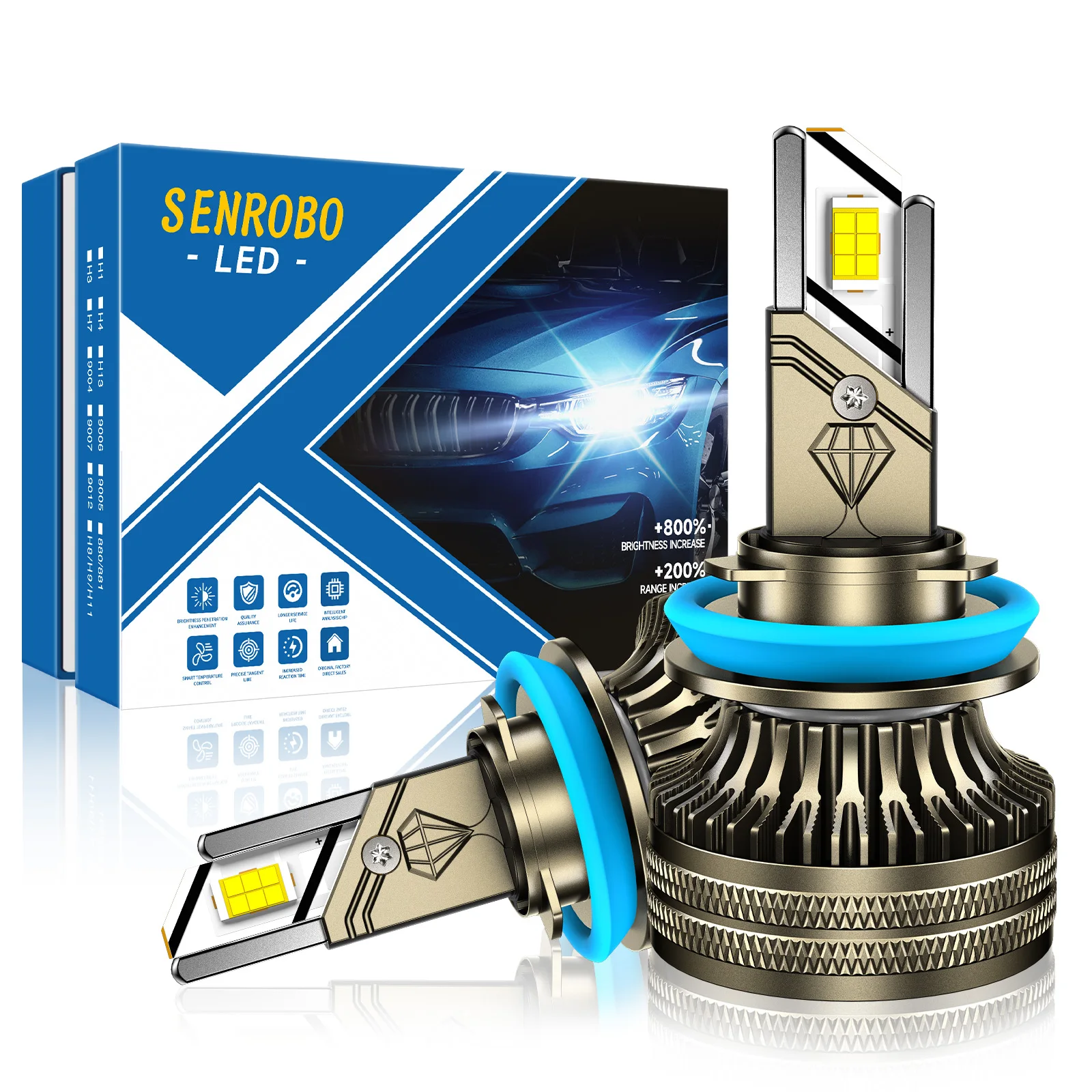 

Лампы головного света SENROBO для автомобиля, 130 Вт, H7, H11, H4, H1, 9012, 9005, 9006 K