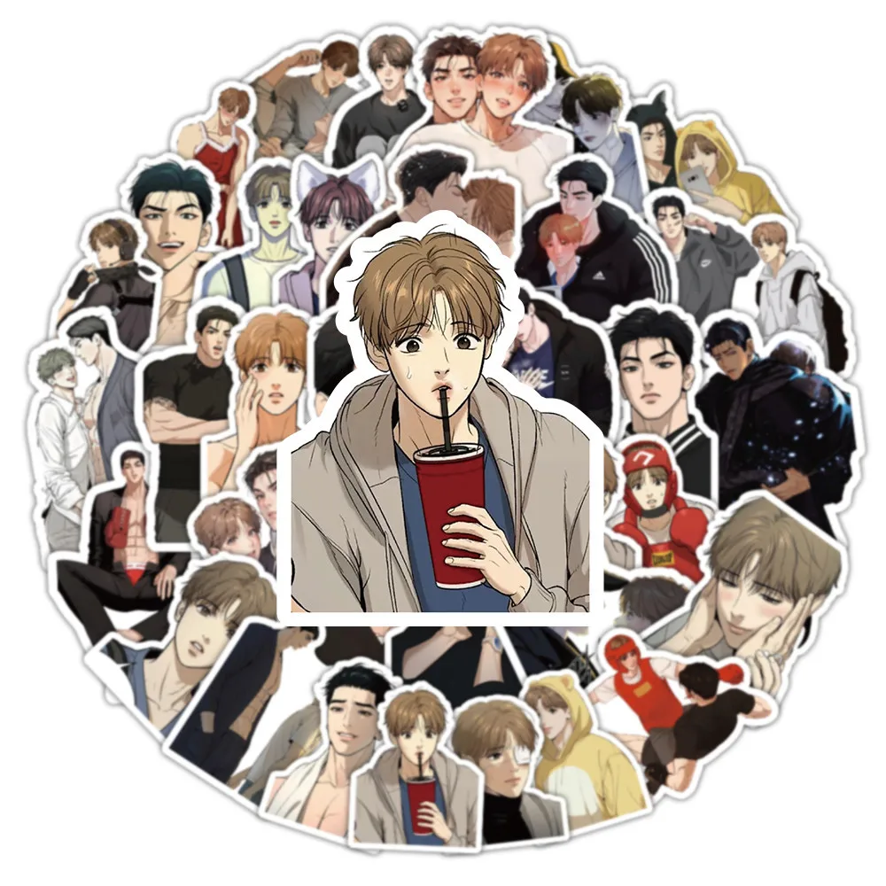 53개 애니메이션 커스 BL 보이즈러브 방수 그래피티 스티커 (헬멧, 자전거, 핸드폰, 필통 등에 사용 가능) - 페이퍼리 팝 스토어