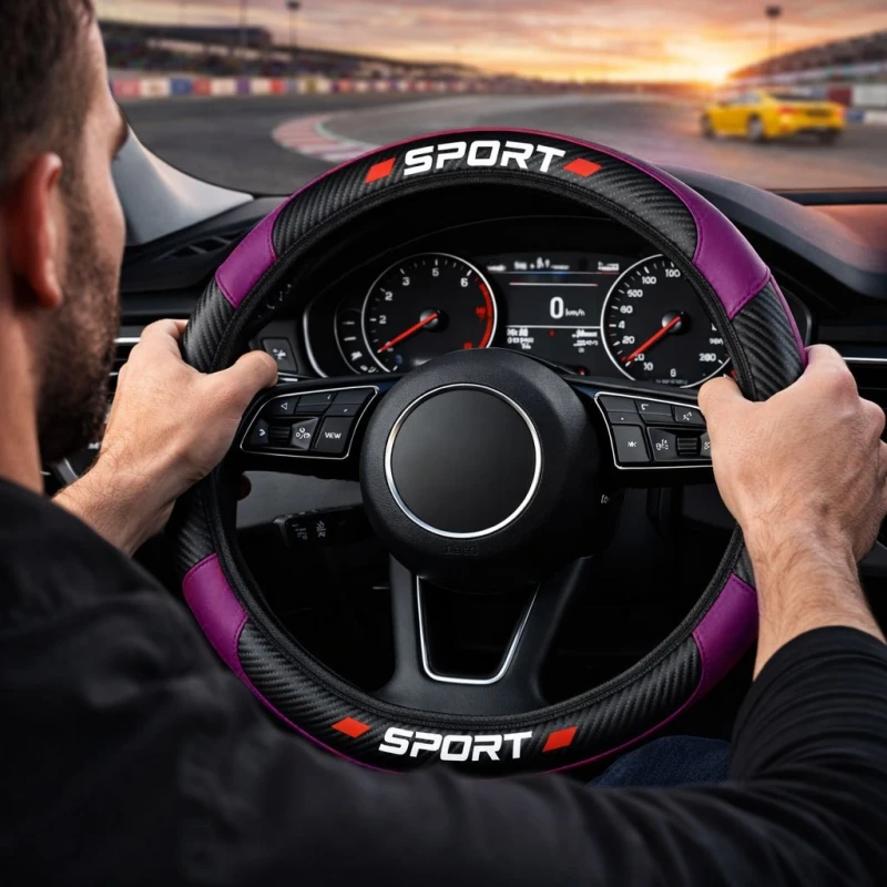 Carbon Sport Breathable Non-Slip Steering Wheel Cover - Soft Grip Protector