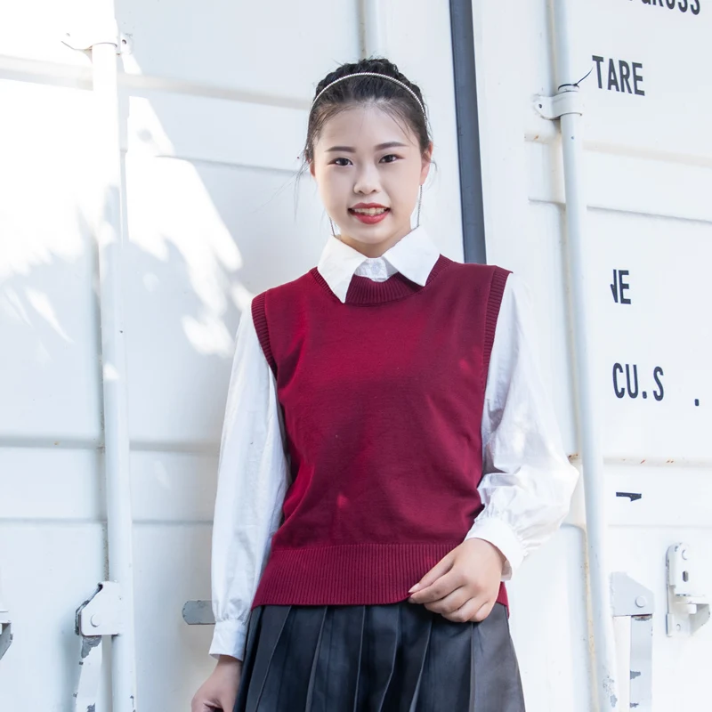 School Sweater Vest Maroon Girls Sweater Maroon Sleeveless Sweater
