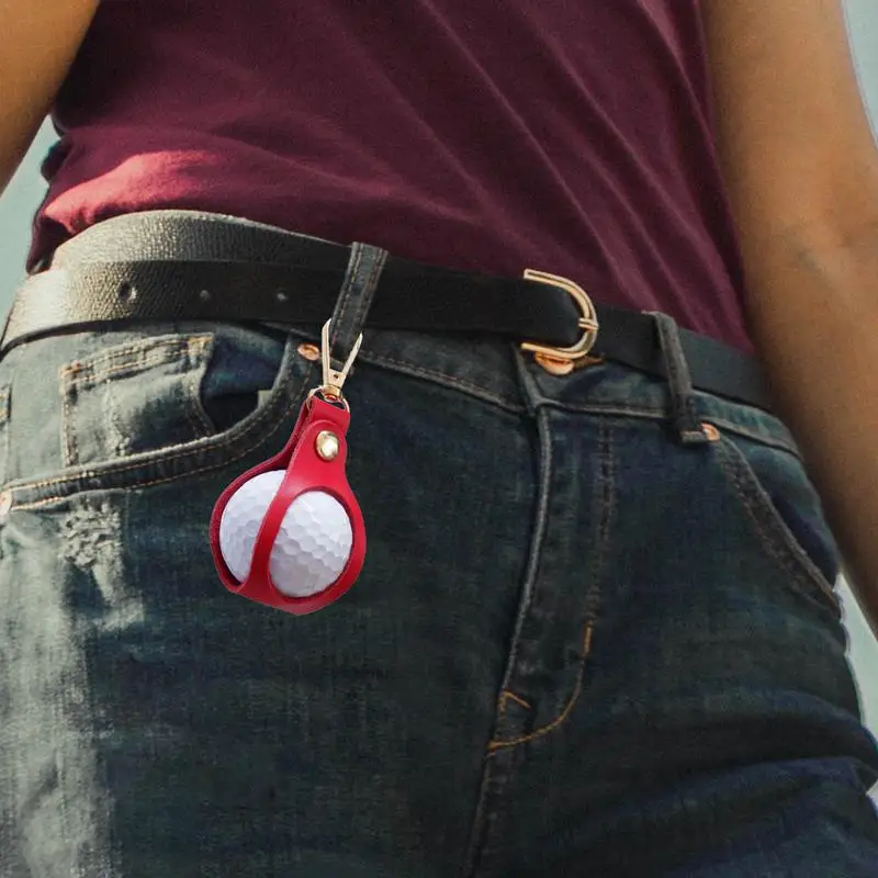 

Leather Golf Ball Holder Golf Waist Hang Bag Protable Small Waist Storage Pack Single Ball Carrier Pouch For Golf Supplies