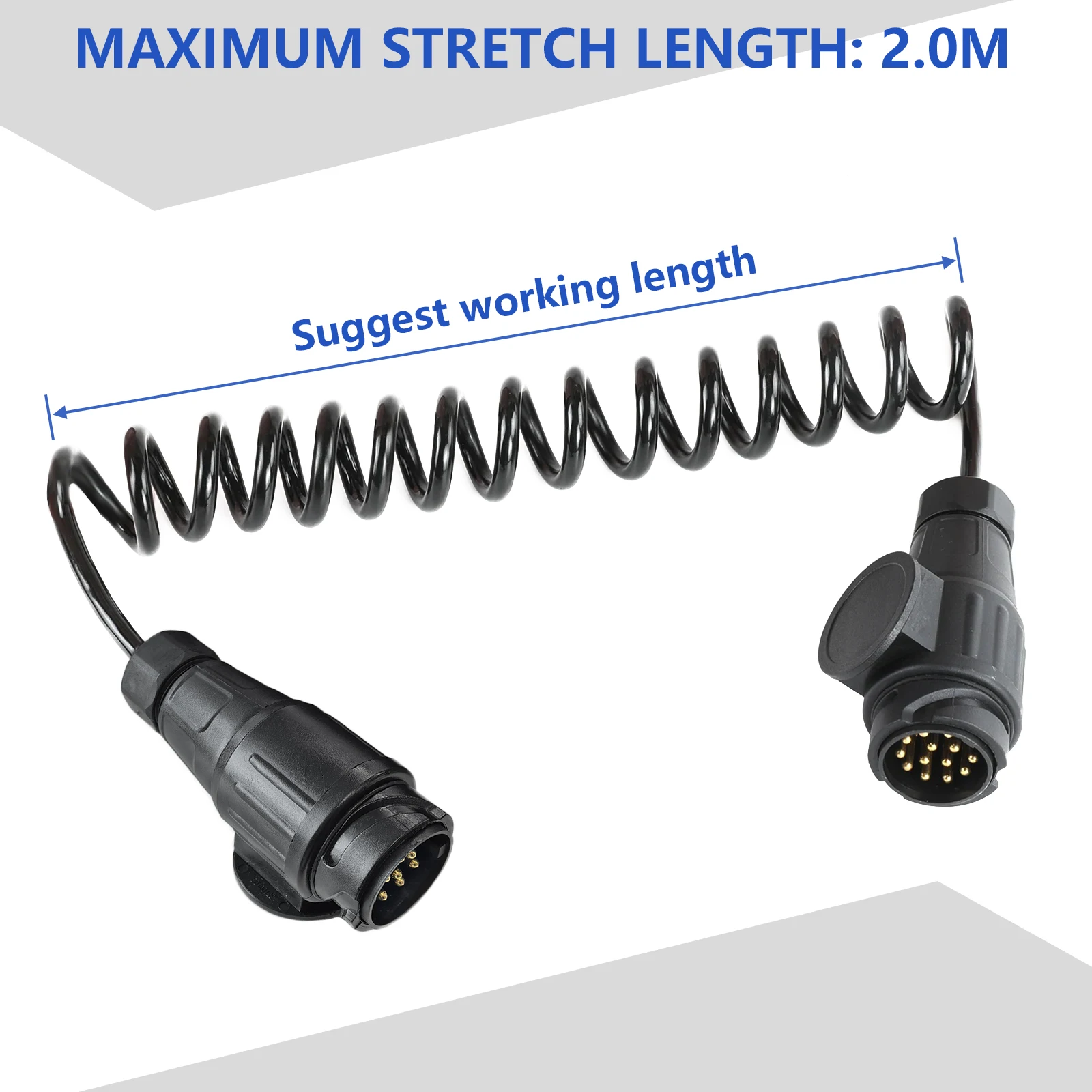 Heavy-Duty 3m Caravan Trailer Extension Cable with 13-Pin Plugs